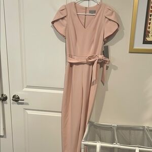 Marc New York Pink Flutter Sleeve Jumpsuit with Wide-Leg Design